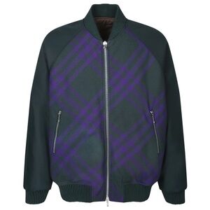 Burberry Green and Purple Reversible Bomber Jacket